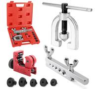 Tubo de freno con rebordeador, juego de herramientas para ensanchar, dispositivo de rebordeado para tuberías de freno, doblador de tuberías con cortatubos de 3/16", 1/4", 5/16", 3/8", 1/2" para línea