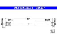 Tubo de freno flexible 24.5102-0304.3 ATE para BMW 3 3 Touring Z1 Roadster 7 5 6