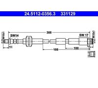 Tubo de freno flexible 24.5112-0356.3 ATE para ABARTH FIAT LANCIA FORD