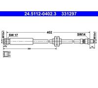 Tubo de freno flexible 24.5112-0402.3 ATE para OPEL FIAT CITROËN ALFA ROMEO