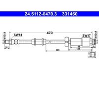 Tubo de freno flexible 24.5112-0470.3 ATE para PEUGEOT FIAT CITROËN