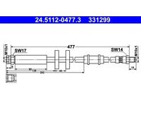 Tubo de freno flexible 24.5112-0477.3 ATE para PEUGEOT FIAT CITROËN