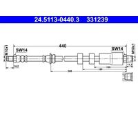 Tubo de freno flexible 24.5113-0440.3 ATE para BMW 3 3 Touring 3 Coupé