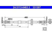 ATE Latiguillo de freno para MERCEDES-BENZ: Classe C, Classe S, 140 Series (Ref: 24.5113-0483.3)