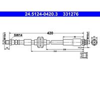 Tubo de freno flexible 24.5124-0420.3 ATE para FORD C-MAX FOCUS II Turnier