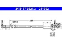 Tubo de freno flexible 24.5137-0221.3 ATE para BMW 3 Touring 3 1 Coupé X1 1