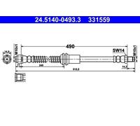 Tubo de freno flexible 24.5140-0493.3 ATE para MERCEDES-BENZ CLASE GLK