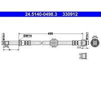 Tubo de freno flexible 24.5140-0498.3 ATE para MERCEDES-BENZ VITO Autobús VIANO