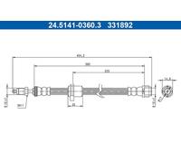 Tubo de freno flexible 24.5141-0360.3 ATE para MINI MINI MINI Descapotable