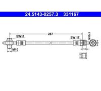 ATE Latiguillo de freno para VOLKSWAGEN: Tiguan, Sharan, CC, Passat & AUDI: Q3 & SEAT: Alhambra (Ref: 24.5143-0257.3)