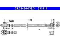Tubo de freno flexible 24.5143-0439.3 ATE para VW AUDI SKODA SEAT