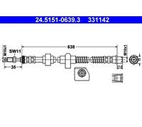 Tubo de freno flexible 24.5151-0639.3 ATE para PEUGEOT CITROËN