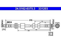Tubo de freno flexible 24.5162-0375.3 ATE para VOLVO V60 I V70 III S80 II S60 II