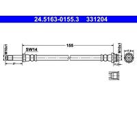 Tubo de freno flexible 24.5163-0155.3 ATE para FORD MONDEO IV Turnier MONDEO IV