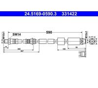 Tubo de freno flexible 24.5169-0590.3 ATE para BMW 1 3 4 Coupé 3 Gran Turismo