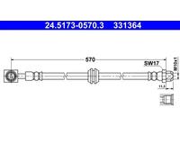 Tubo de freno flexible 24.5173-0570.3 ATE para MINI MINI MINI Descapotable