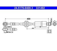 Tubo de freno flexible 24.5176-0400.3 ATE para OPEL CHEVROLET