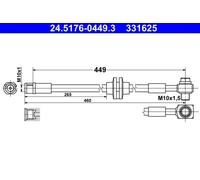 Tubo de freno flexible 24.5176-0449.3 ATE para OPEL VAUXHALL