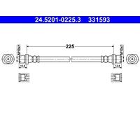 Tubo de freno flexible 24.5201-0225.3 ATE para TOYOTA CITROËN PEUGEOT