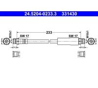 Tubo de freno flexible 24.5204-0233.3 ATE para VW SKODA AUDI SEAT