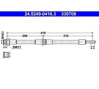 Tubo de freno flexible 24.5249-0416.3 ATE para MITSUBISHI VOLVO