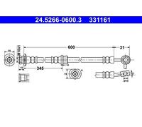 Tubo de freno flexible 24.5266-0600.3 ATE para NISSAN QASHQAI / QASHQAI +2 I