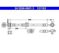 Tubo de freno flexible 24.5266-0601.3 ATE para NISSAN QASHQAI / QASHQAI +2 I