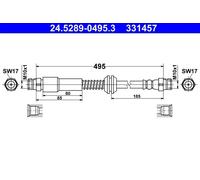 ATE Latiguillo de freno para VOLKSWAGEN: Caddy (Ref: 24.5289-0495.3)