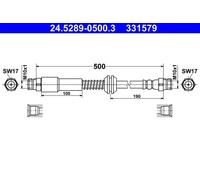 Tubo de freno flexible 24.5289-0500.3 ATE para VW CADDY IV Monospace