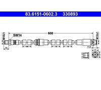 Tubo de freno flexible 83.6151-0602.3 ATE para BMW X5 X6