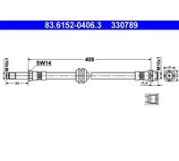 Tubo de freno flexible 83.6152-0406.3 ATE para BMW 3 3 Coupé 3 Touring 3 Compact