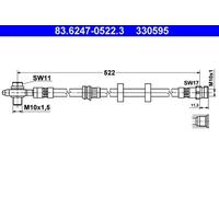 Tubo de freno flexible 83.6247-0522.3 ATE para SEAT SKODA VW