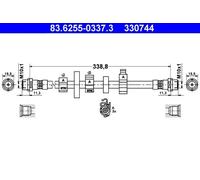 Tubo de freno flexible 83.6255-0337.3 ATE para VW TRANSPORTER T4 Autobús