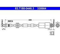 Tubo de freno flexible 83.7188-0446.3 ATE para FORD JAGUAR