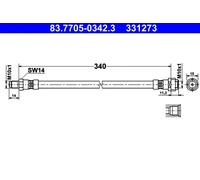 Tubo de freno flexible 83.7705-0342.3 ATE para MERCEDES-BENZ SL