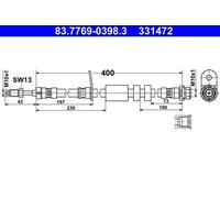 Tubo de freno flexible 83.7769-0398.3 ATE para FORD C-MAX II GRAND C-MAX