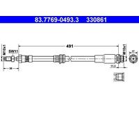 ATE Latiguillo de freno para FORD: Fusion (Ref: 83.7769-0493.3)