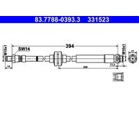 Tubo de freno flexible 83.7788-0393.3 ATE para VOLVO V40 Cross Country