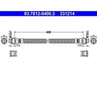 Tubo de freno flexible 83.7812-0400.3 ATE para PORSCHE VW AUDI