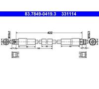 Tubo de freno flexible 83.7849-0419.3 ATE para VW AUDI