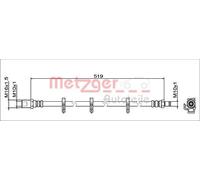 Tubo de freno flexible Eje trasero izquierda 4112047 METZGER para IVECO