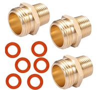 Tubo de latón a la conexión de manguera, rosca exterior 1/2 NPT x rosca de manguera 3/4, accesorio de manguera de jardín en accesorios de tubería, adaptador de conexión, 3 unidades con arandela de