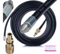 Manguera de limpieza de tuberías de 15 m compatible con Lavor/Parkside - Manguera de limpieza de alcantarillado para hidrolimpiadora | 160 bar | Quick Connect | Refuerzo de nailon | 1+3 boquillas