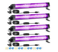 Tubo de luz negra LED de 60 luces - Con interruptor, rotación de 360 grados, lámpara UV for fiestas fluorescentes, arte corporal, Halloween y Navidad.(60LEDs-4P)
