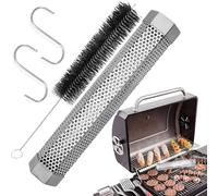 Tubo de pellet | Stainless Steel Cold Hot 2 Hooks Portable - BBQ Wood Pellet Tube - Stable Design That Ensures Steady Support During Use, Preventing WobblinHome Yard Balcony Outdoor Cheese Beef Nuts