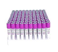 Tubo De Recolección De Sangre Al Vacío For Uso Veterinario, Tubos De Vidrio EDTAK2 De 5ml/10ml, Con Tapón De Rosca Morado, Suministros For Mascotas, 100 Uds.(5ml)
