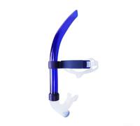 Tubo de respiración de montaje frontal para entrenamiento de natación para adultos y niños, boquilla de silicona, correa ajustable, azul, amarillo, verde, 47 cm (azul)