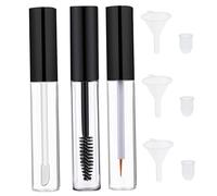 Tubo de rímel vacío y varita, 3 tubos vacíos de brillo de labios de 10 ml, tubo de delineador de ojos transparente con inserciones de goma y embudos para aceite de ricino de bricolaje; 1