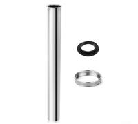 Tubo de sifón de extensión para lavabo fabricado en acero inoxidable con tuerca de unión de latón chapado en oro y sello (30 cm)