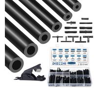 Tubo de silicona para vacío 2M 6pcs con conector de nylon 12 tamaños 122PCS, 3/4/5/6/8/10mm ID alto rendimiento 130PSI motor automotriz tubo de vacío kit de línea para aire y agua negro